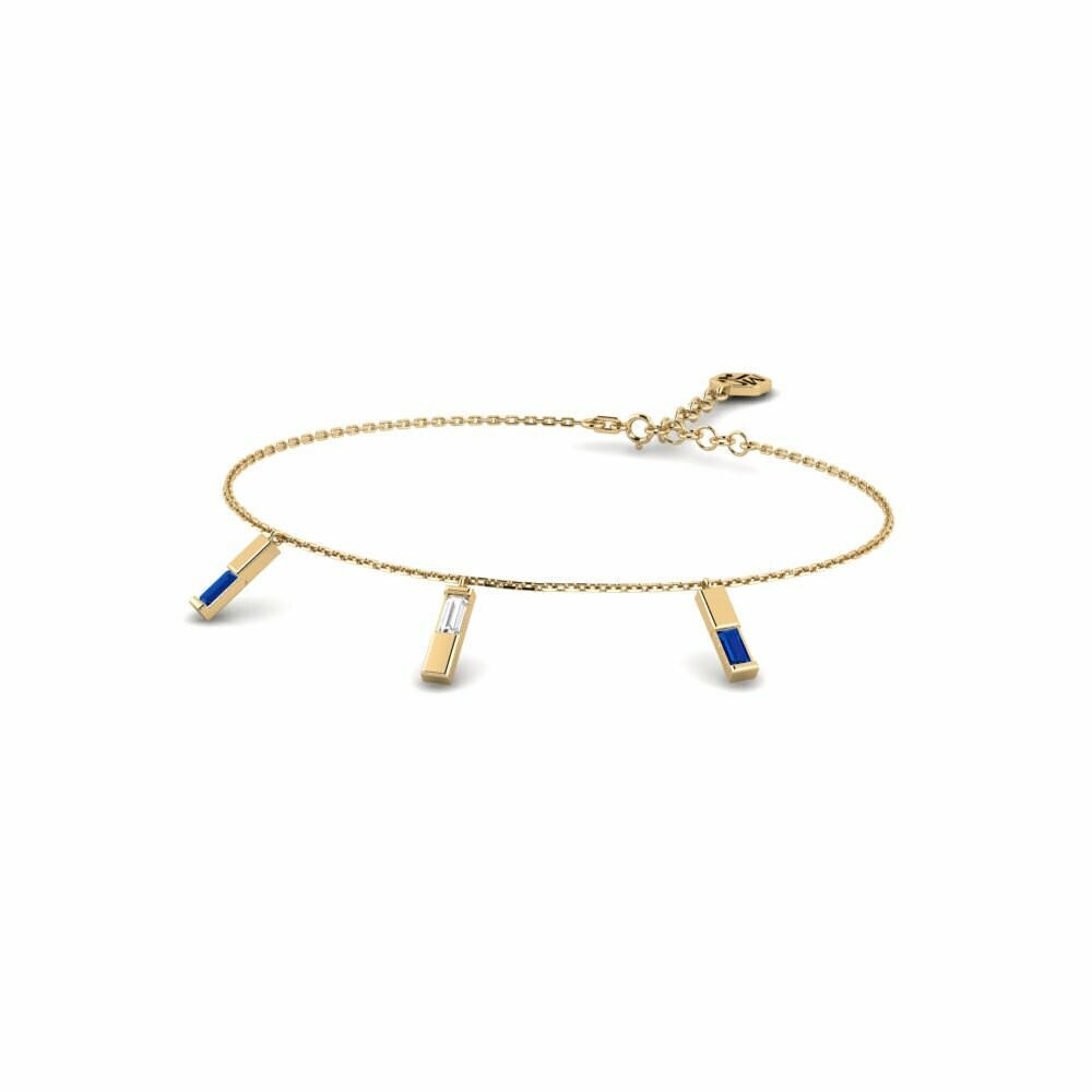 14k Yellow Gold Dark Blue Zirconia Women's Bracelet Radiony