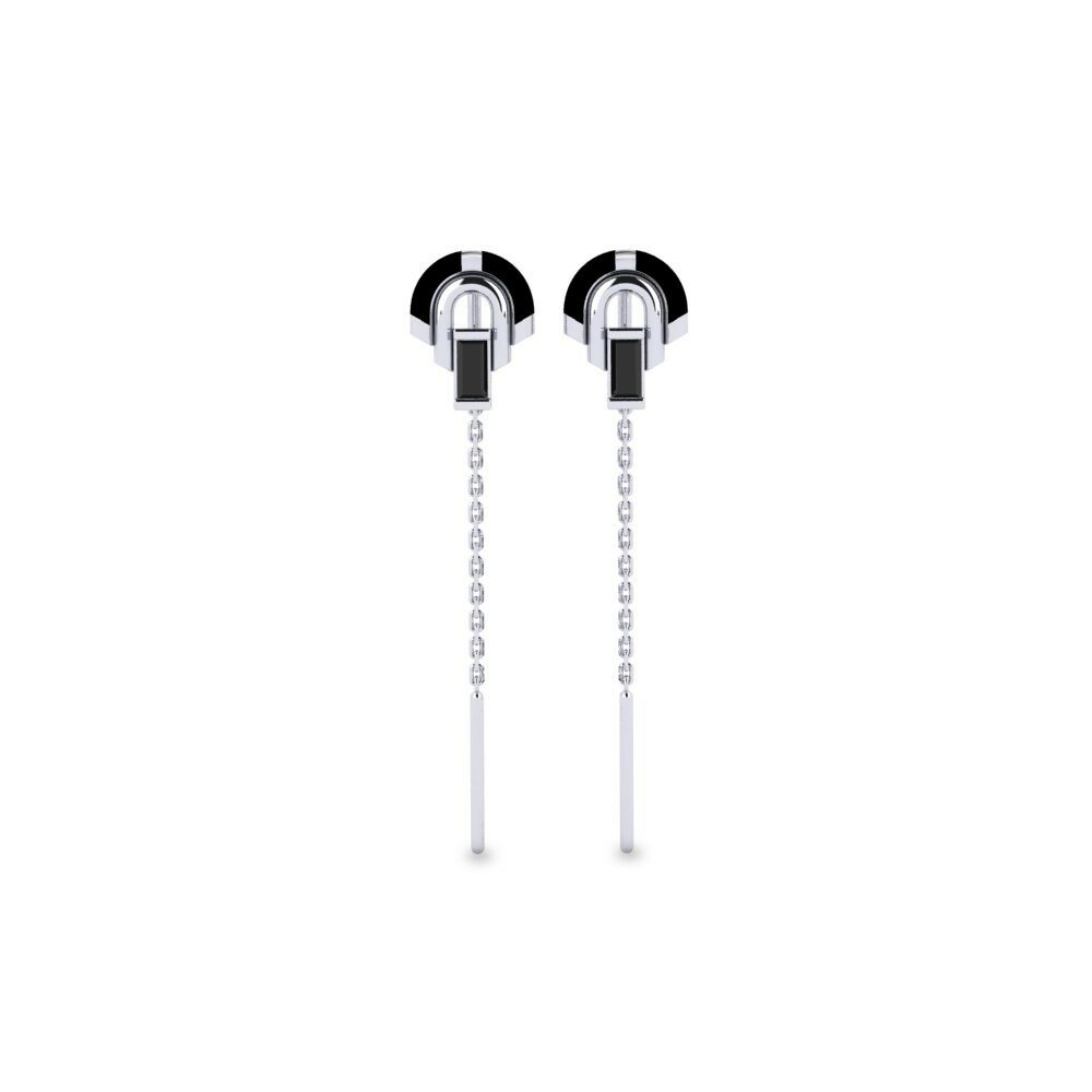 950 Platinum Black Onyx Women's Earring Recourt