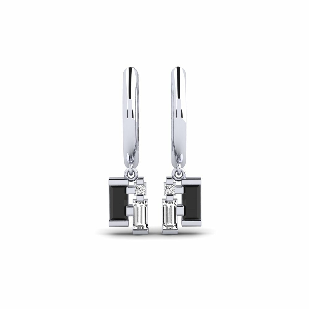 950 Platinum Black Onyx Women's Earring Rungata