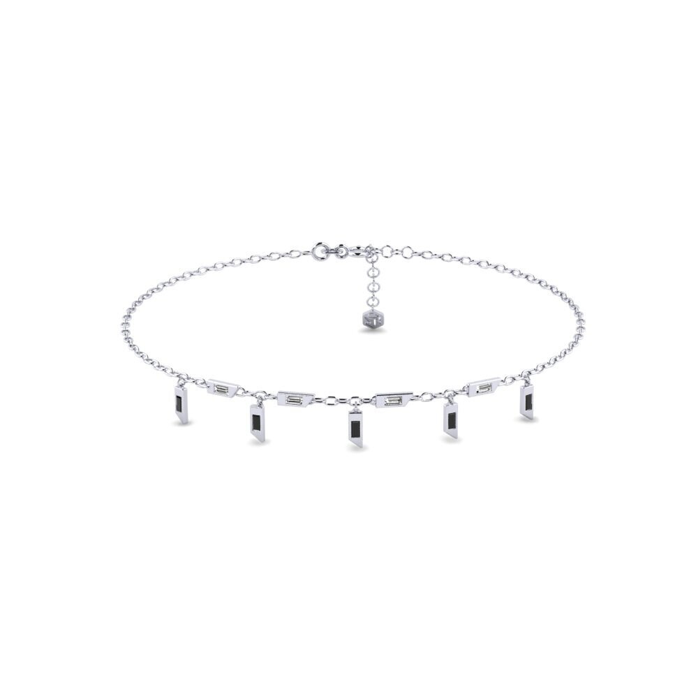 950 Platinum Black Onyx Women's Anklet Sreathackj