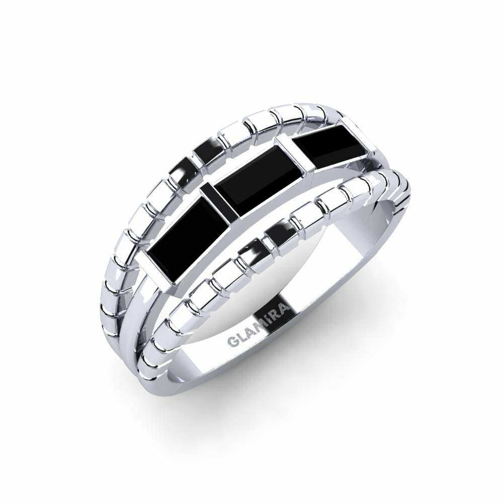 950 Platinum Black Onyx Engagement Ring Temnos