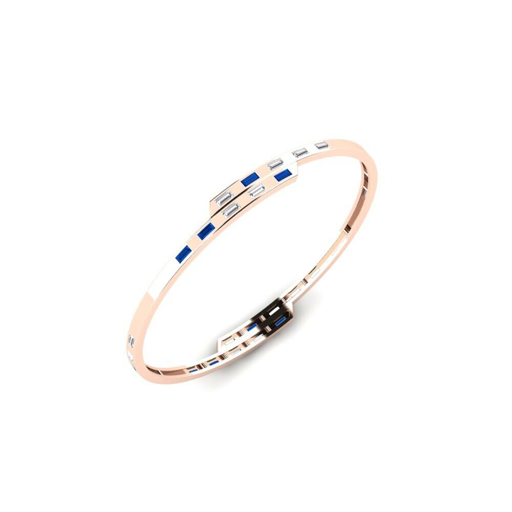 14k Rose Gold Dark Blue Zirconia Women's Bangle Toosan