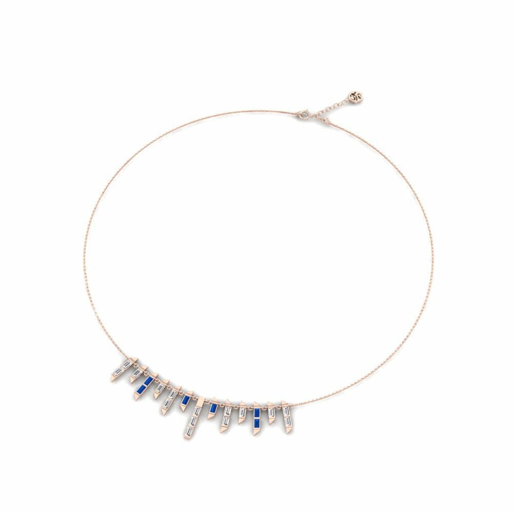 14k Rose Gold Dark Blue Zirconia Women's Necklace Yekaterina