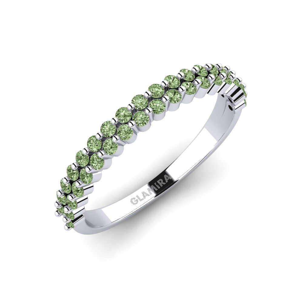 Argent Blanc Diamant Vert Bague Fionnuar