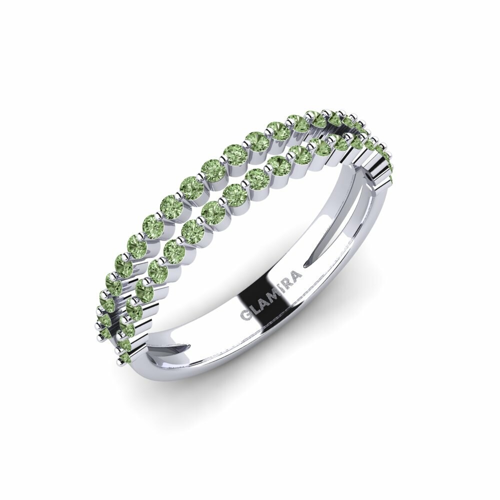 Argent Blanc Diamant Vert Bague Freskoa