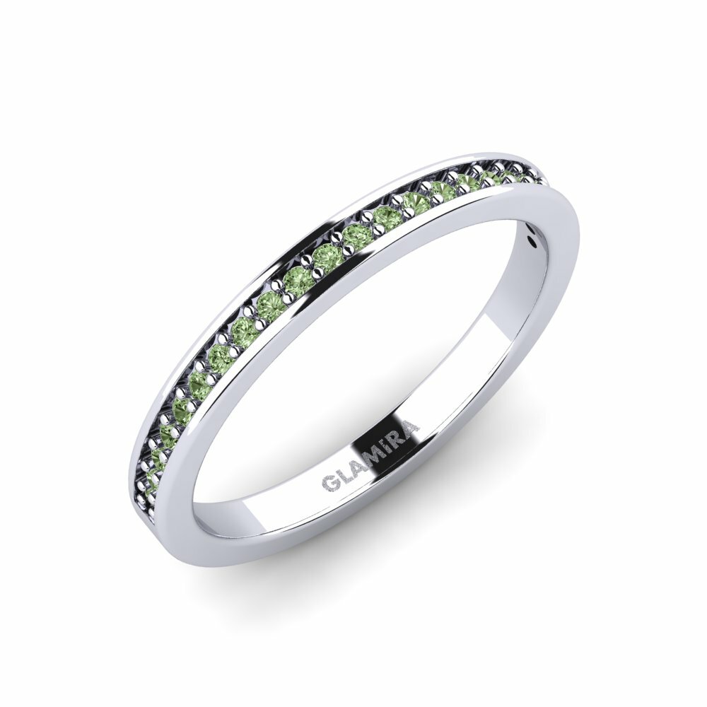 Argent Blanc Diamant Vert Bague Simo