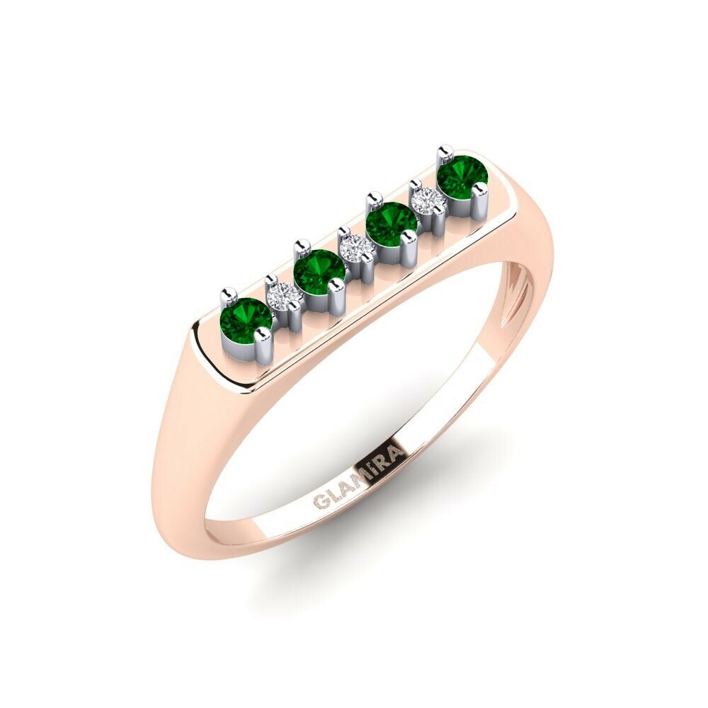 Or Rose& Blanc 18k Zircone Vert Bague Skuiling