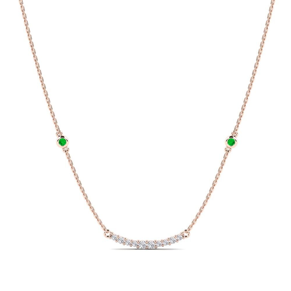 14K Rose Gold Emerald Women's Necklace Stefna