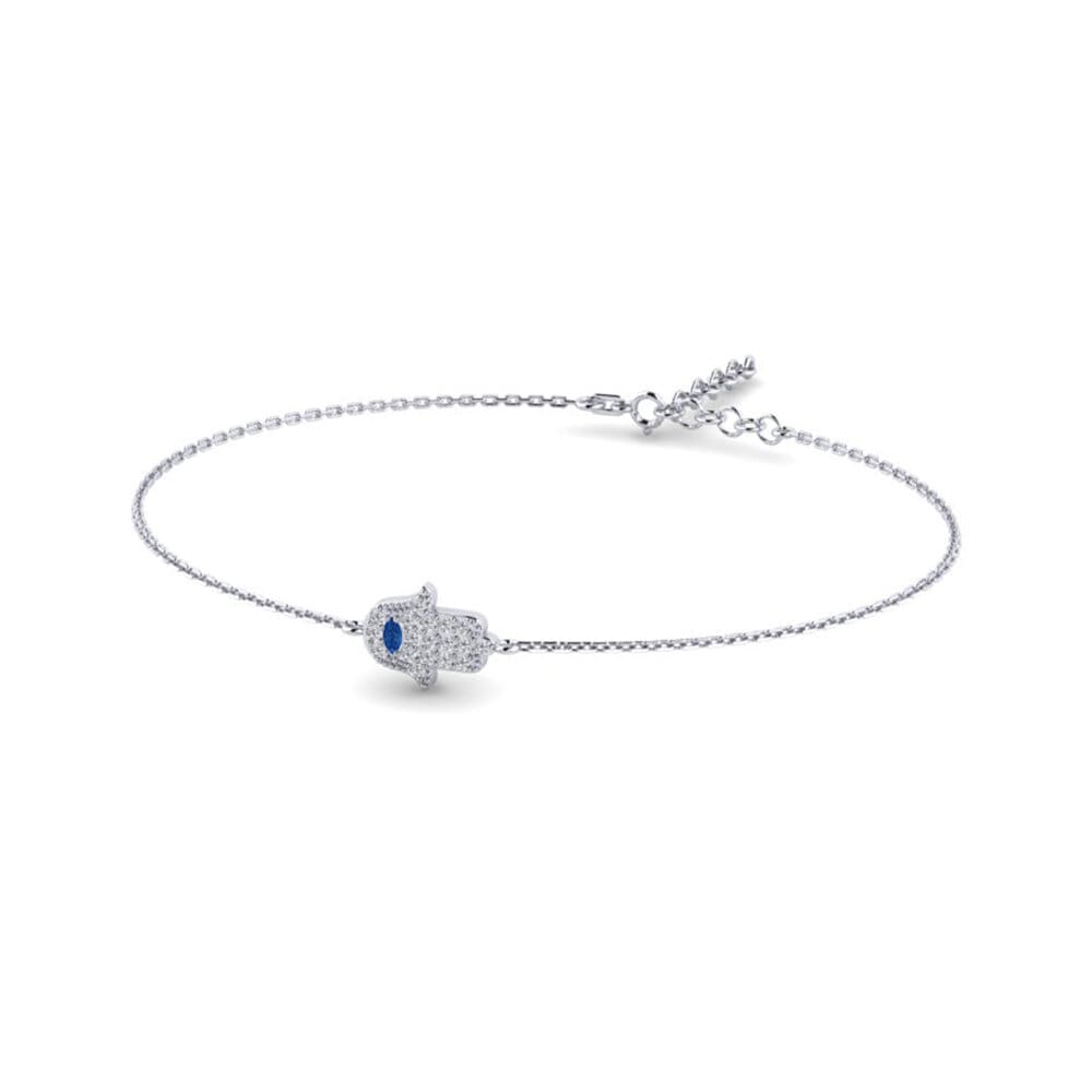 Plata 925 Circonita Azul Oscuro Pulsera de Mujer Pigata