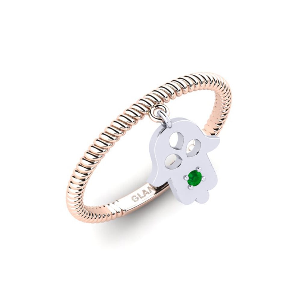 Or Rose& Blanc 14k Émeraude Bague Pikme