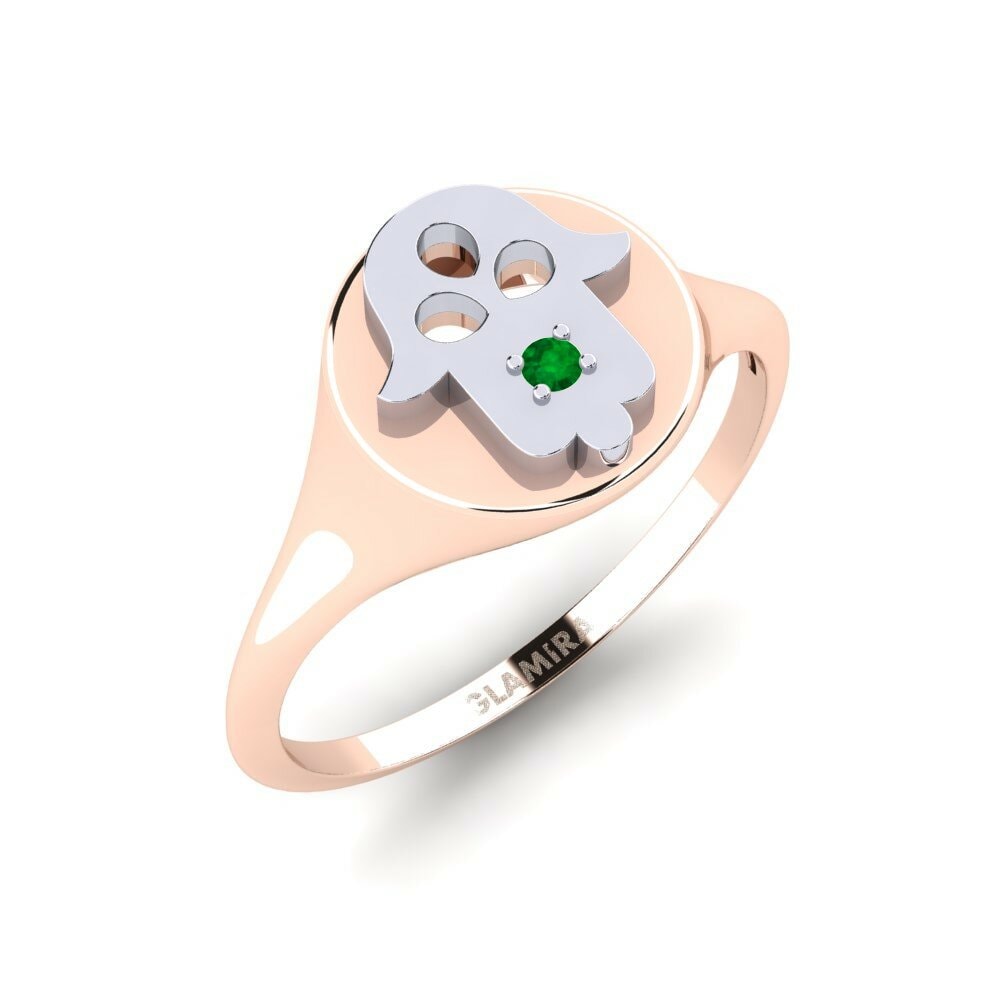Or Rose& Blanc 14k Émeraude Bague Pitia