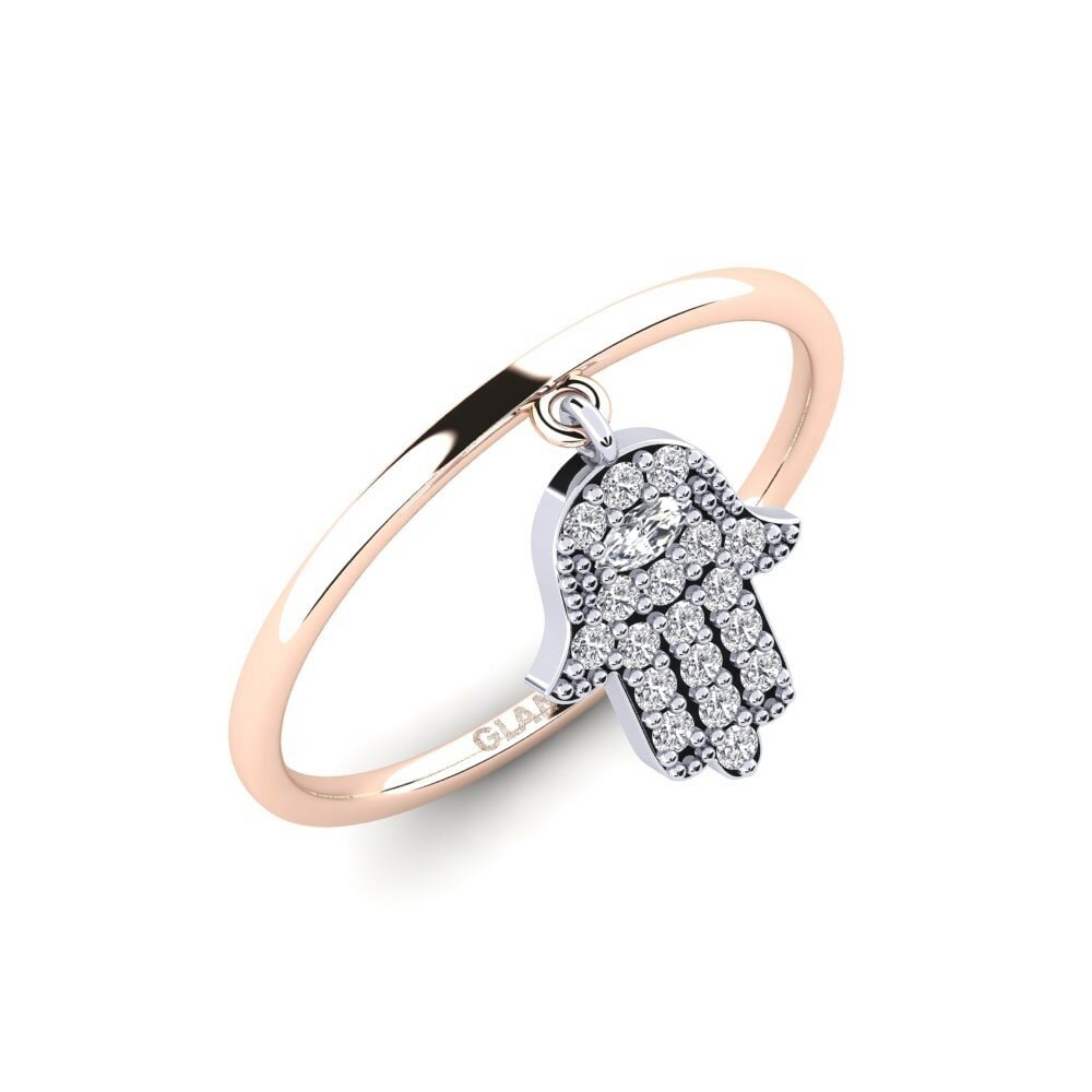 Or Rose& Blanc 14k Diamant De Synthèse Bague Prenm