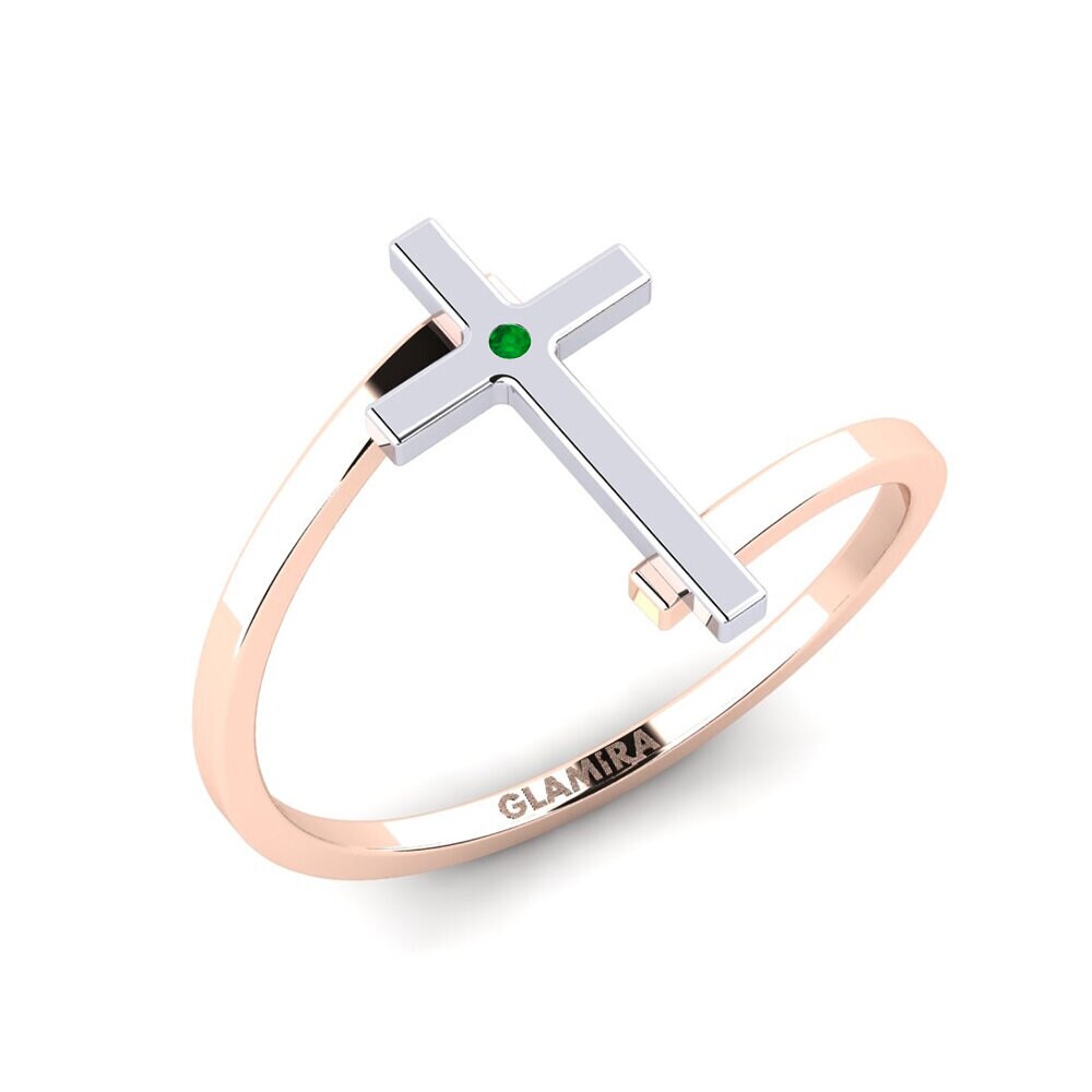 Or Rose& Blanc 14k Émeraude Bague Ailor