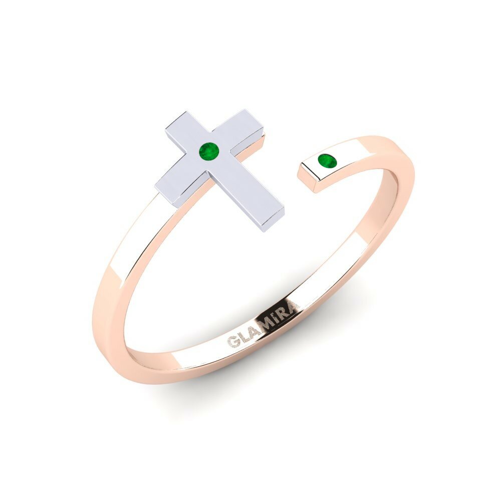 Or Rose& Blanc 14k Émeraude Bague Cleirys
