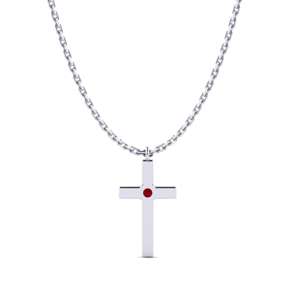 Platino 950 Circonita Roja Collar de Mujer Elysse