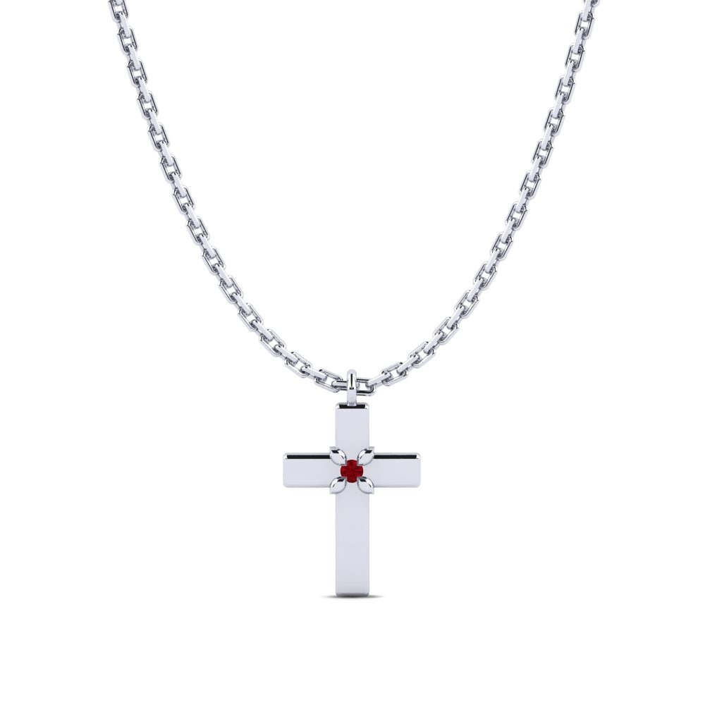 Platino 950 Circonita Roja Collar de Mujer Jeisa