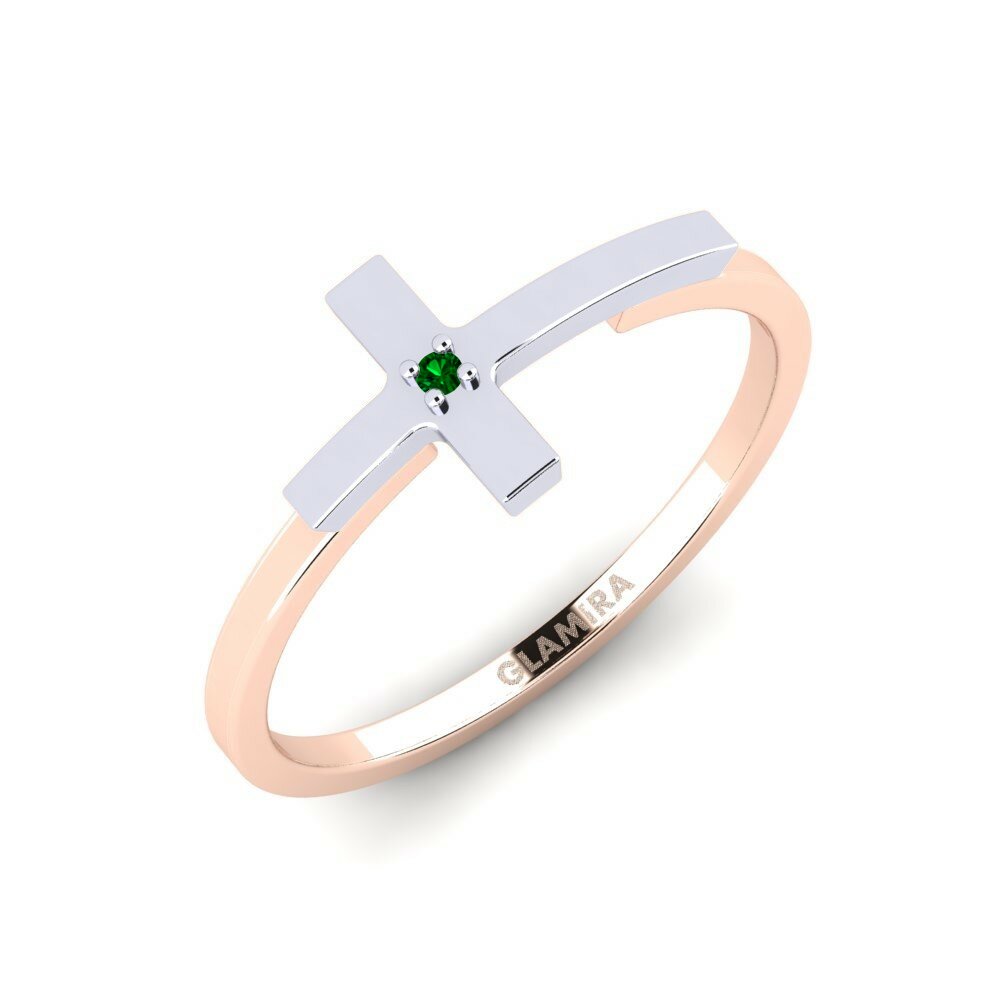 Or Rose& Blanc 18k Zircone Vert Anneau empilable Lyle