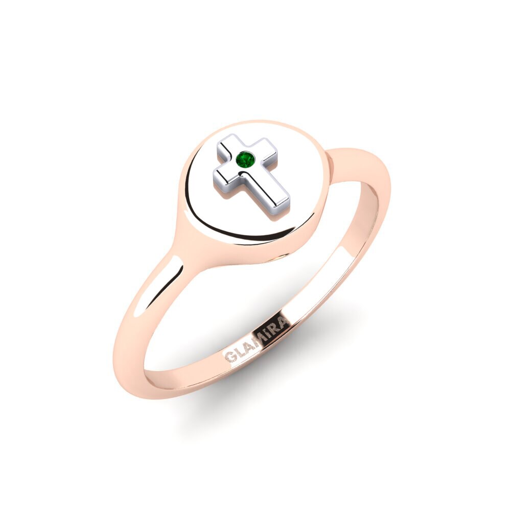 Or Rose& Blanc 18k Zircone Vert Bague Quentino