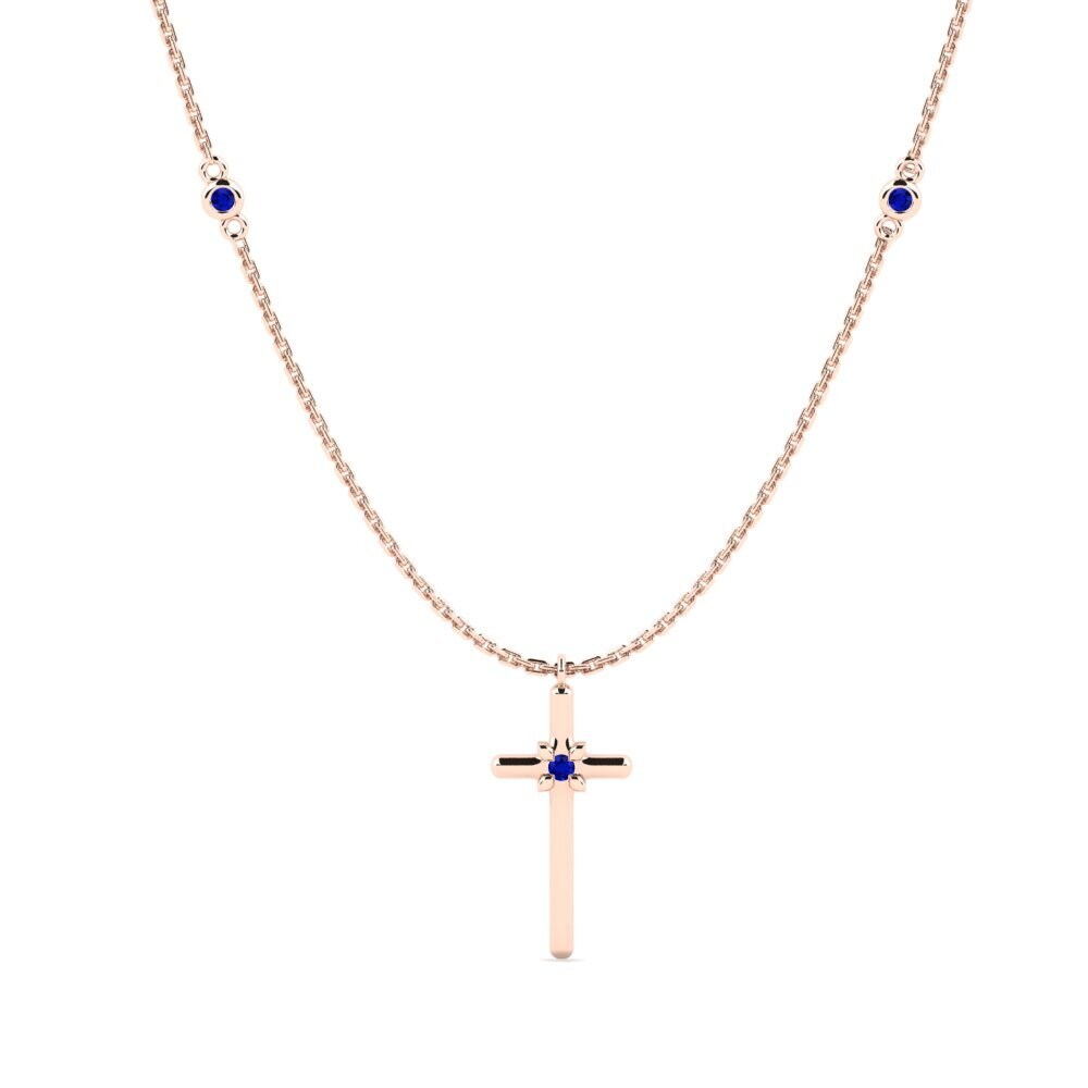 14ct Rose Gold Sapphire Women's Necklace Sare