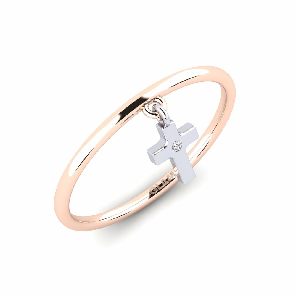 Or Rose& Blanc 14k Diamant De Synthèse Anneau empilable Tracys