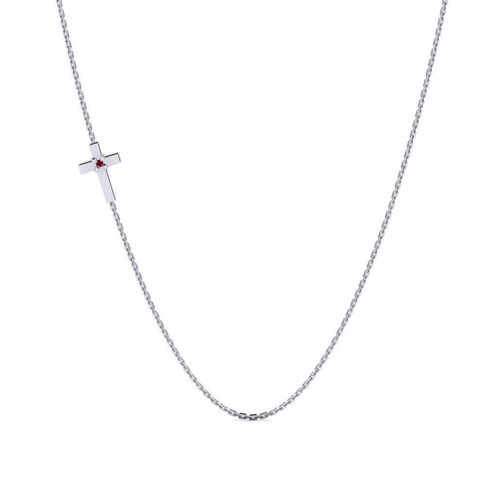Platino 950 Circonita Roja Collar de Mujer Treysa