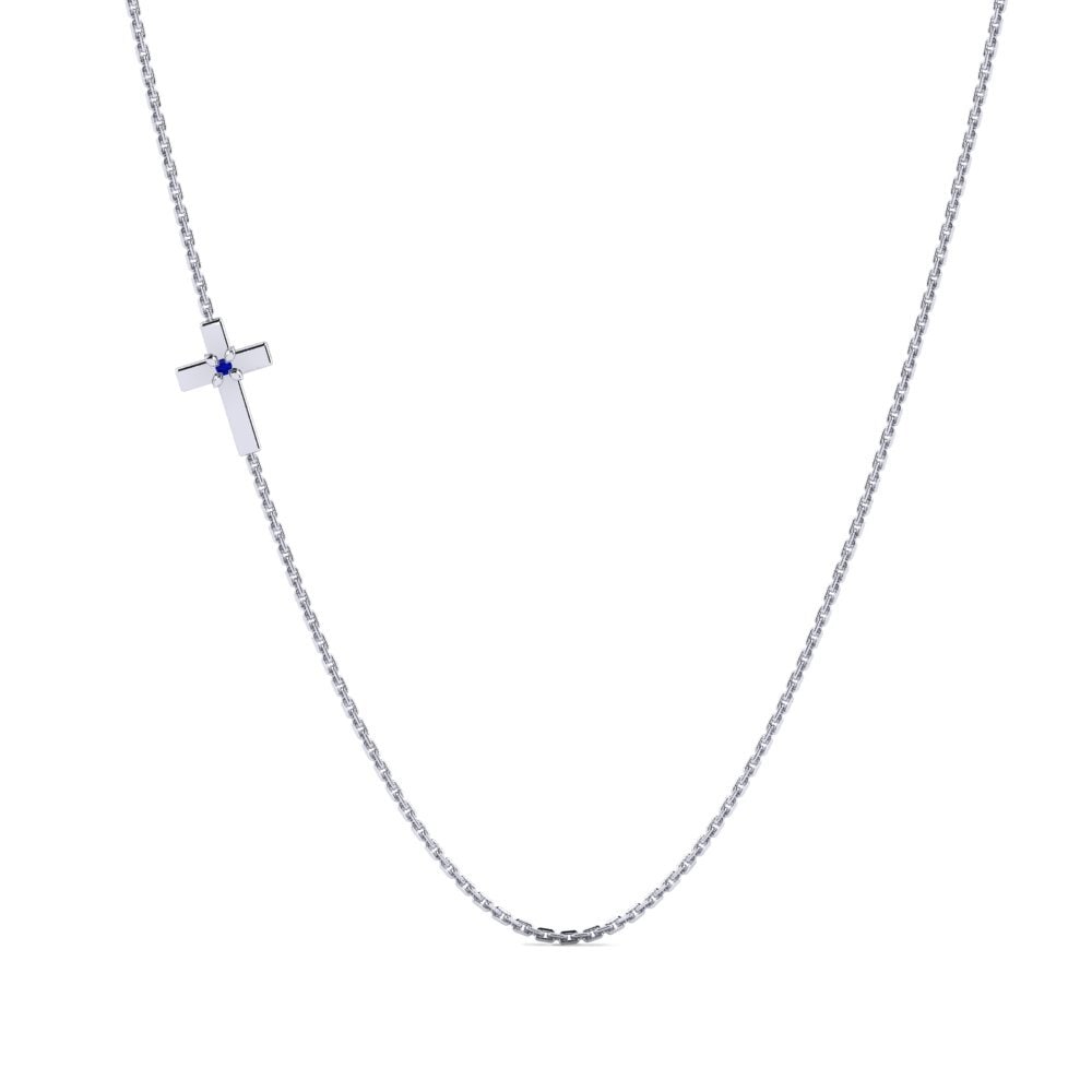 18k Oro Blanco Zafiro Collar de Mujer Treysa