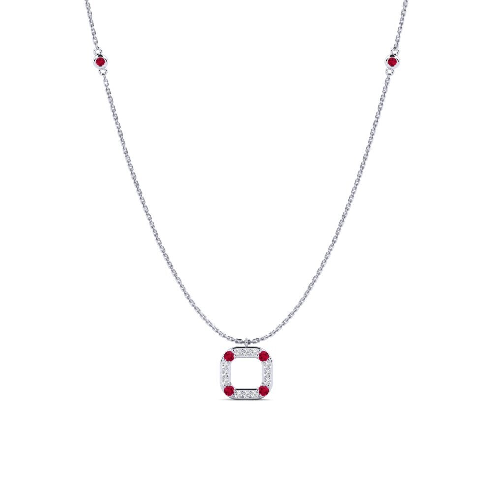 女性ネックレス Paruparo の ラウンド カット 0.18 カラット ルビー 