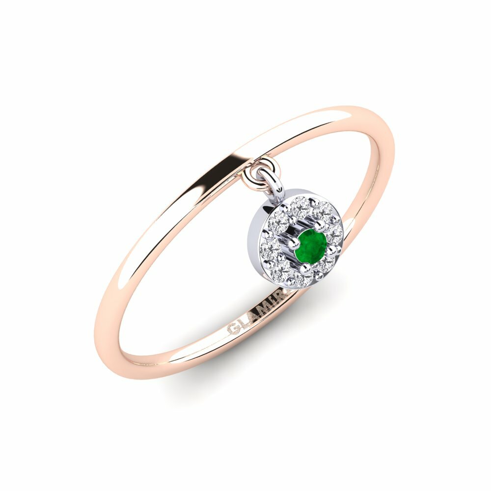 Or Rose& Blanc 14k Émeraude Bague Cerro