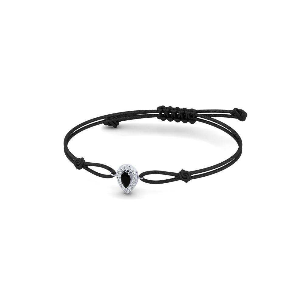 950 Palladium Black Sapphire Cord Bracelet Emosiya