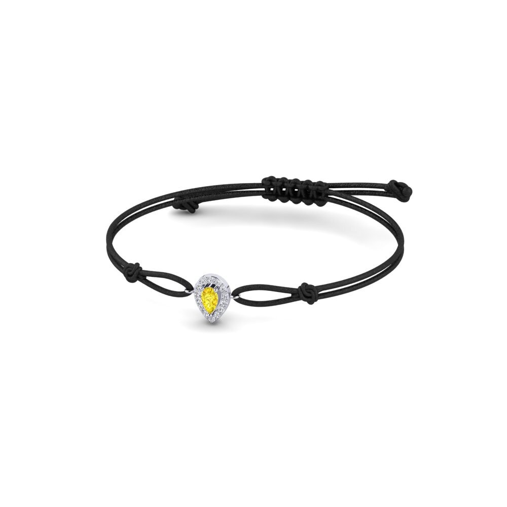 950 Platinum Yellow Sapphire Cord Bracelet Emosiya