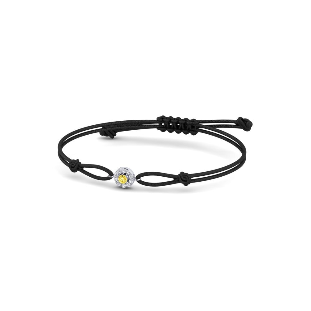 950 Platinum Yellow Sapphire Cord Bracelet Menarik