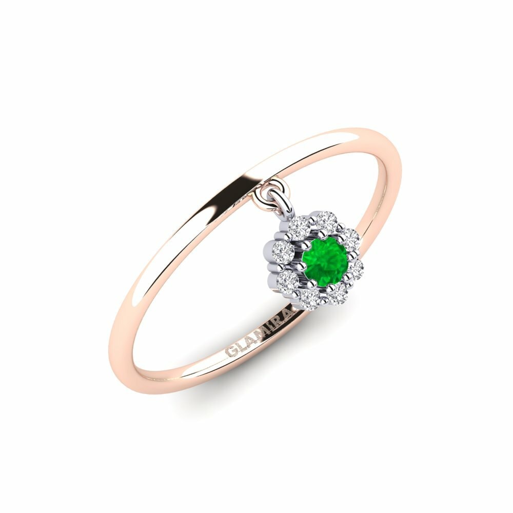 Or Rose& Blanc 14k Émeraude Bague Mons