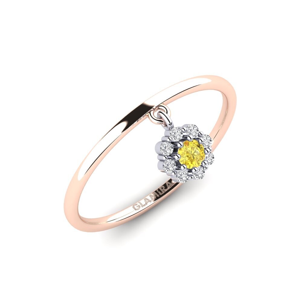 14k Oro Rosa & Blanco Zafiro amarillo Anillo Mons