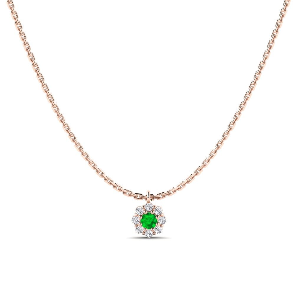 14K Rose Gold Emerald Women's Pendant Urqu