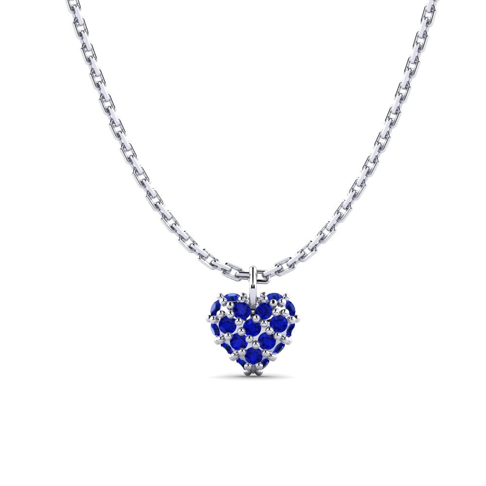 14ct White Gold Sapphire Women's Pendant Respeto
