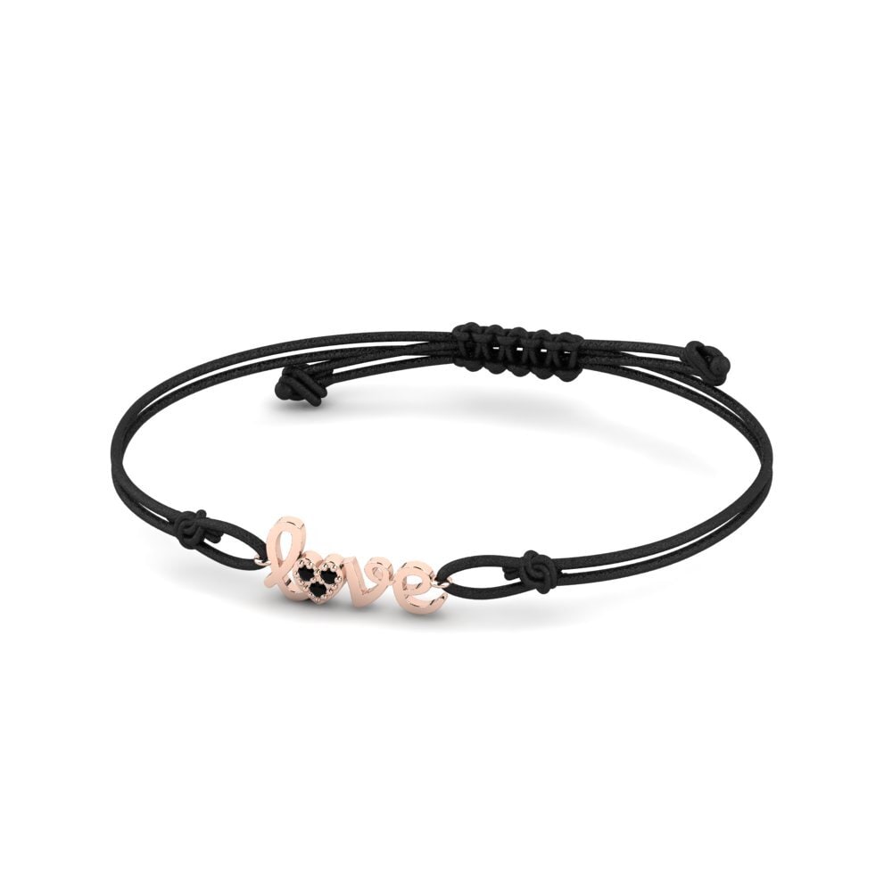 9ct Rose Gold Black Sapphire Cord Bracelet Prekat