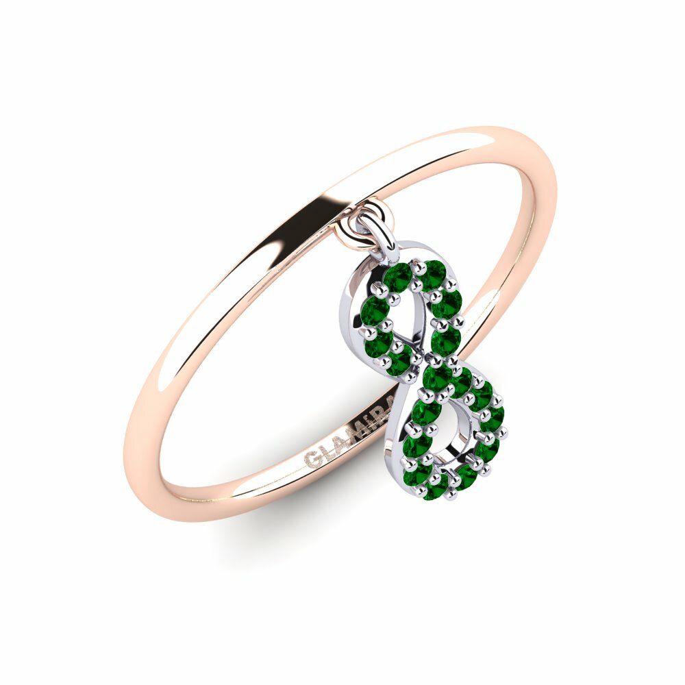 Or Rose& Blanc 18k Zircone Vert Bague Tornado