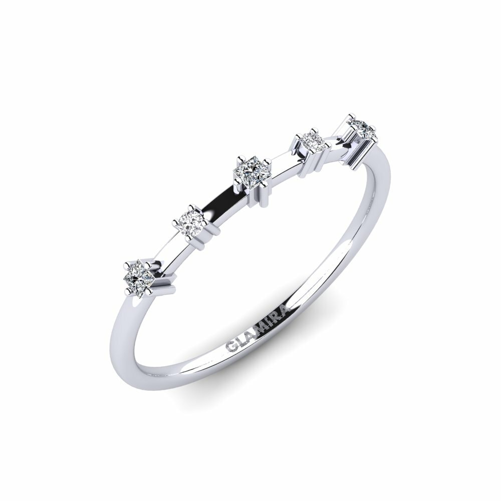 14k White Gold Zirconia Stackable Ring Artsid