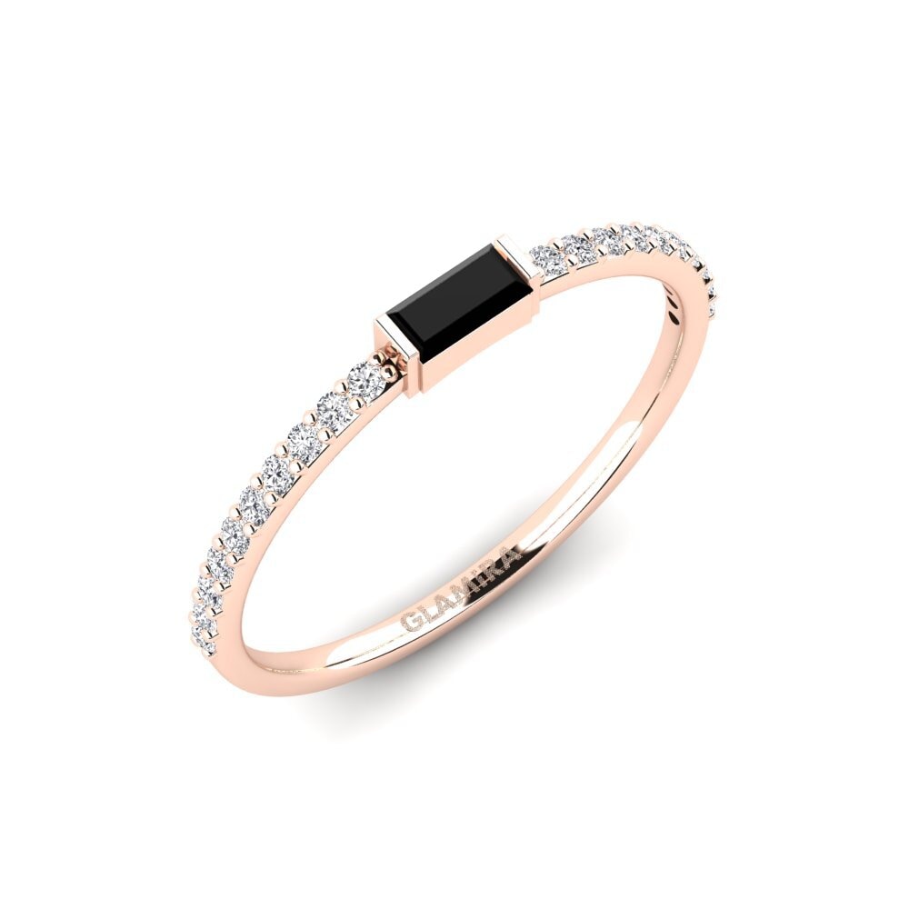 Rotgold 585 Schwarzer Diamant Verlobungsring Flugbo