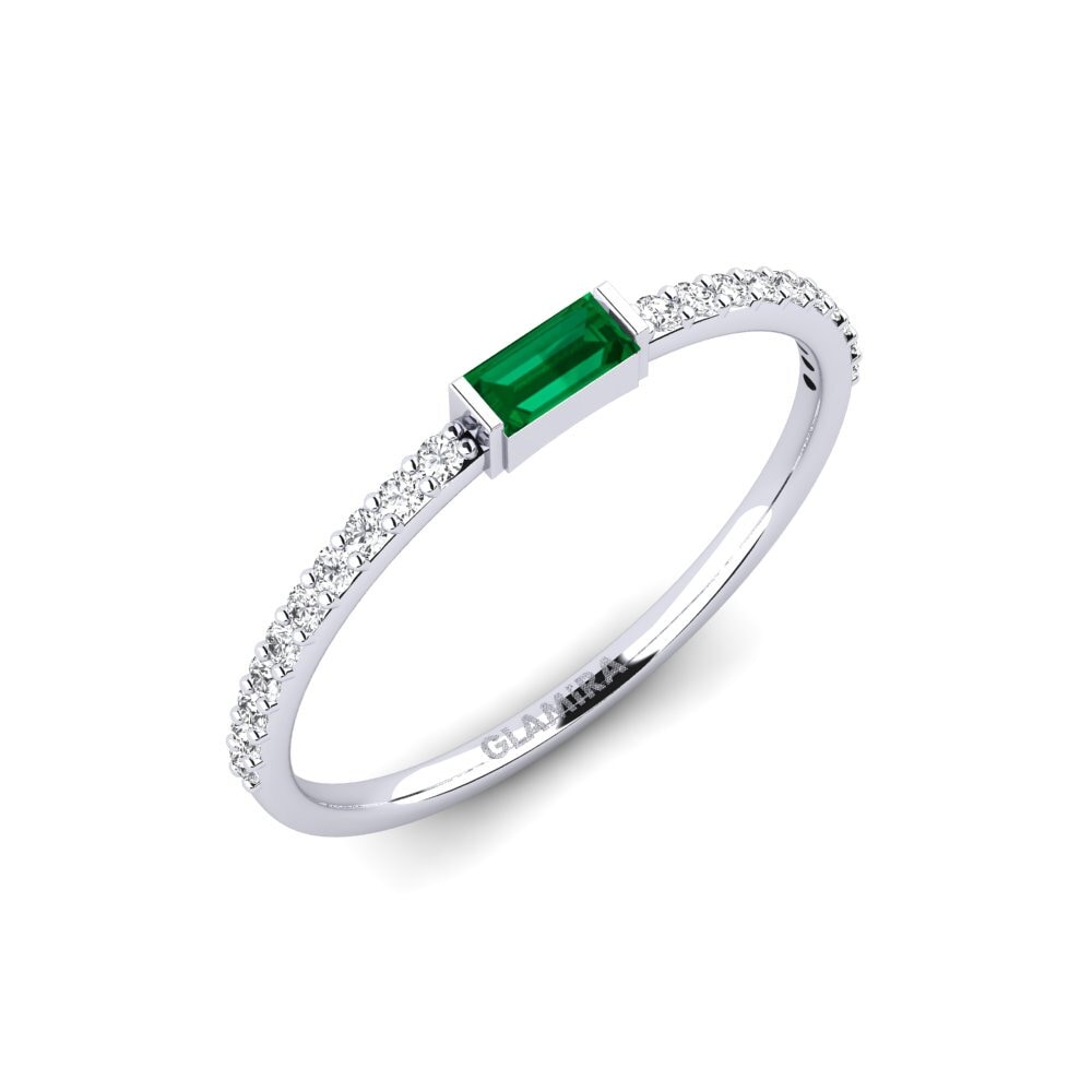 Weißgold 375 Grüner Zirkonia Verlobungsring Flugbo