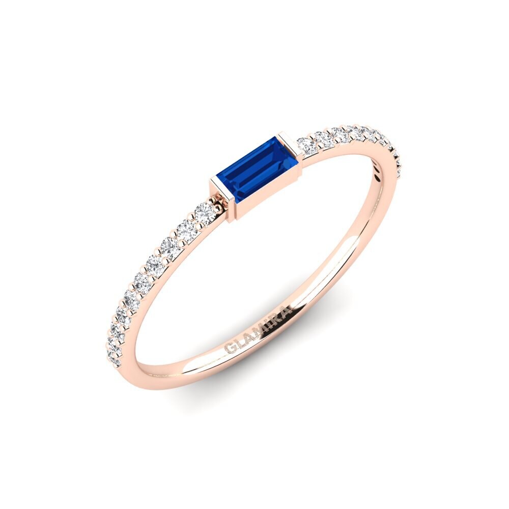 Rotgold 585 Dunkelblauer Zirkonia Verlobungsring Flugbo