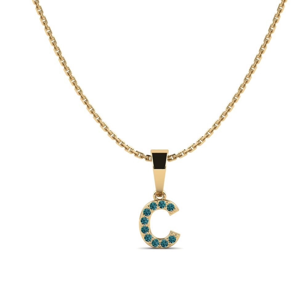 Redondo Diamante Azul Colgante de Mujer Monto - C