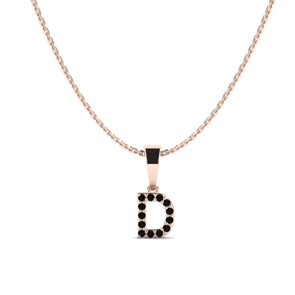 Rotgold 585 Schwarzer Diamant Damen anhänger Monto - D