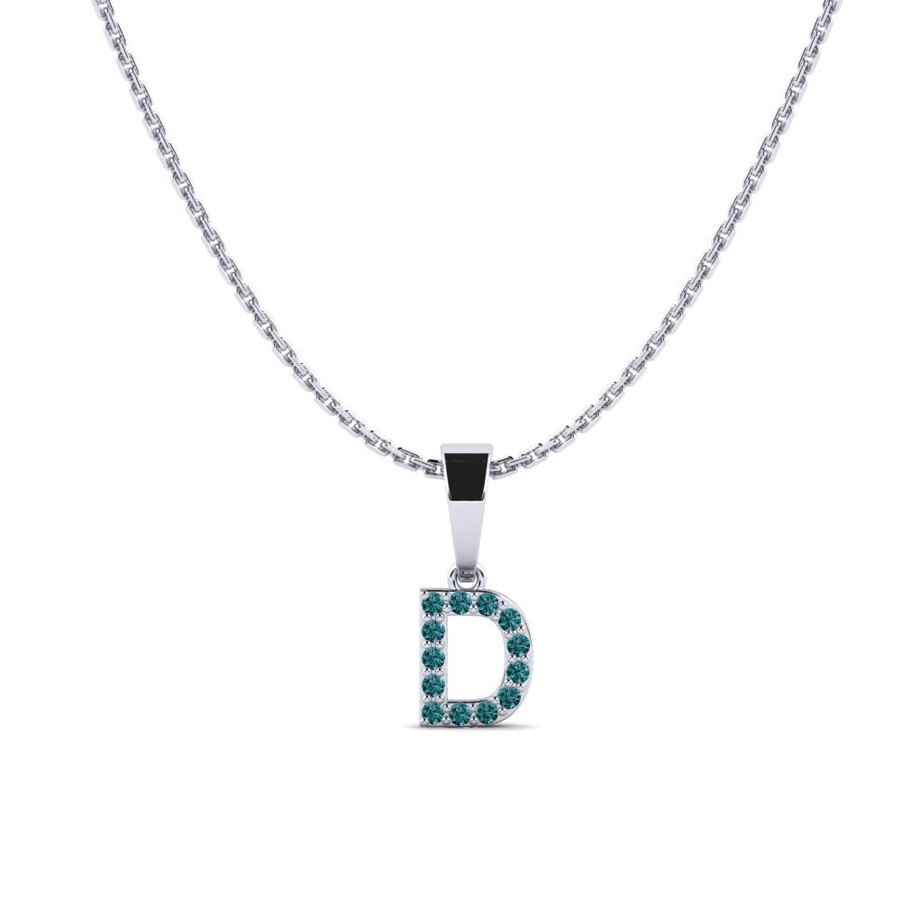 Weißgold 375 Blauer Diamant Damen anhänger Monto - D