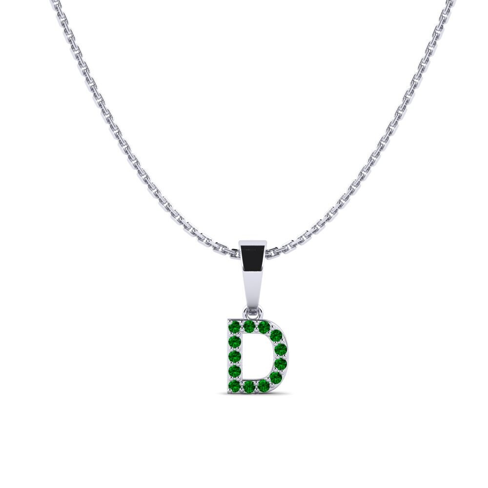 950 Palladium Grüner Zirkonia Damen anhänger Monto - D