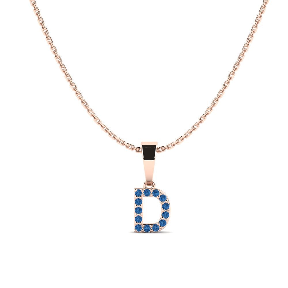 Rotgold 585 Dunkelblauer Zirkonia Damen anhänger Monto - D