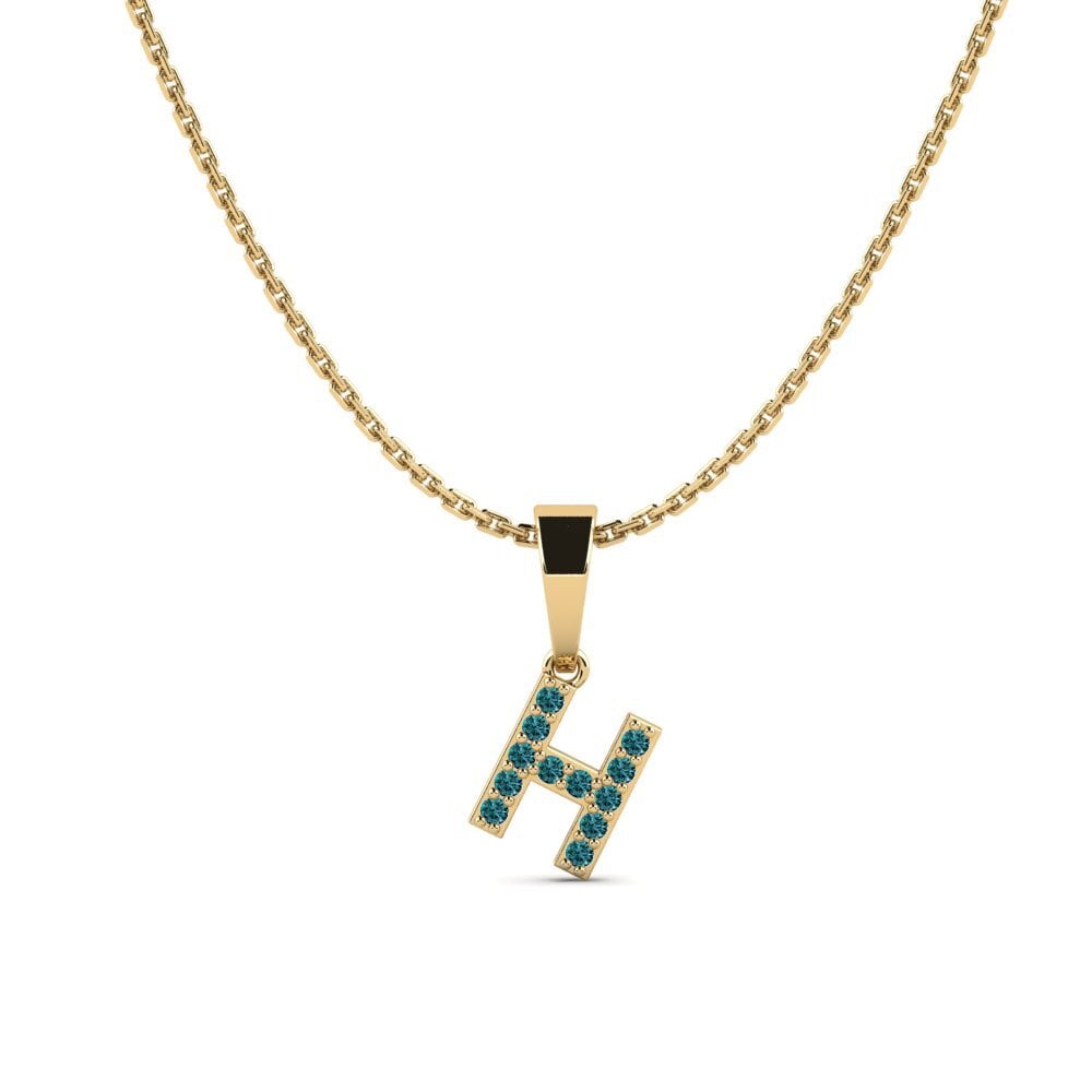 Redondo Diamante Azul Colgante de Mujer Monto - H