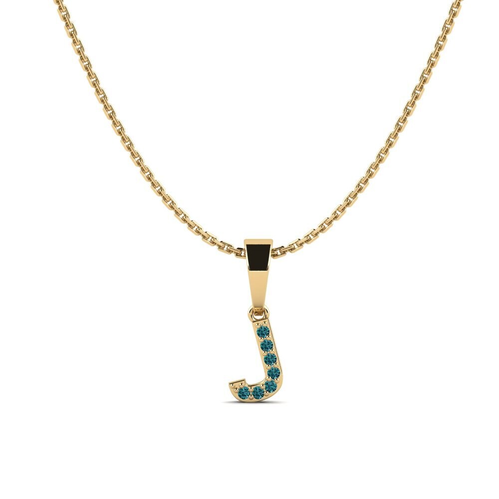 Redondo Diamante Azul Colgante de Mujer Monto - J