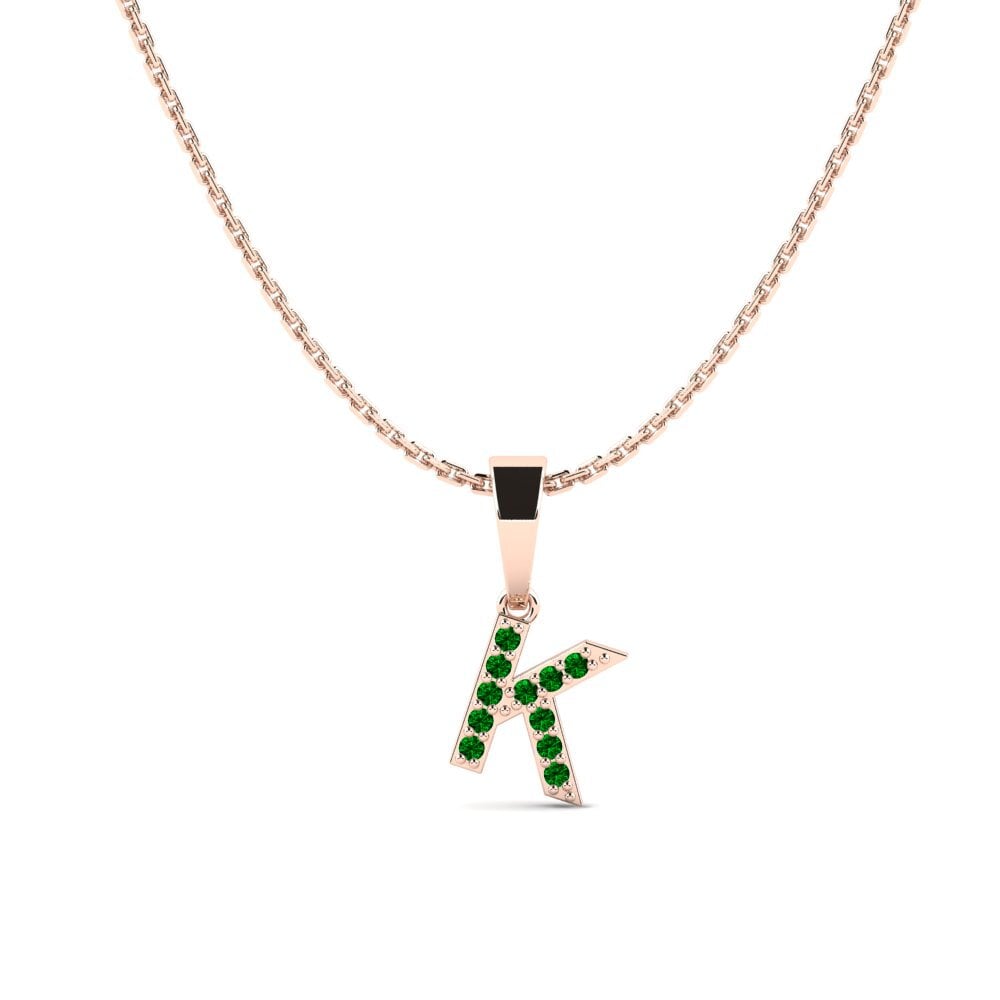 Rotgold 585 Grüner Zirkonia Damen anhänger Monto - K