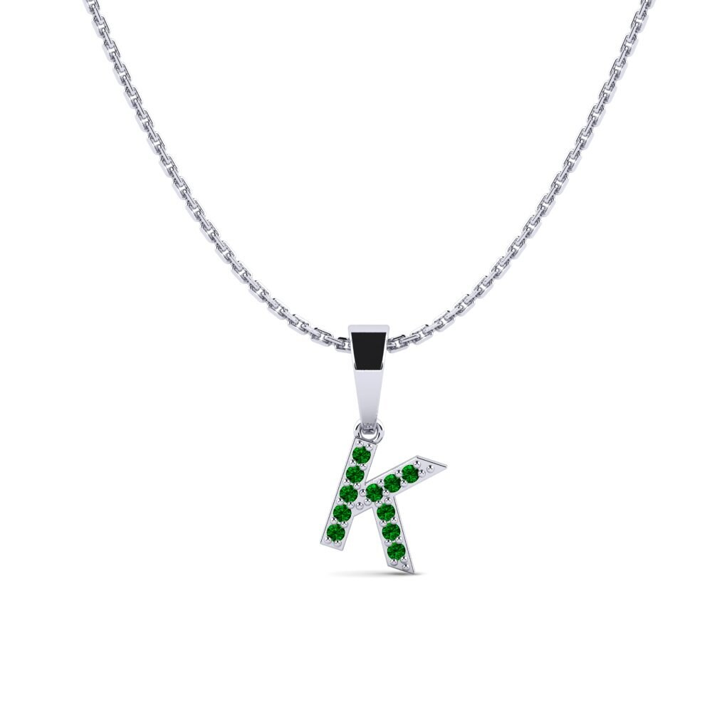 950 Palladium Grüner Zirkonia Damen anhänger Monto - K
